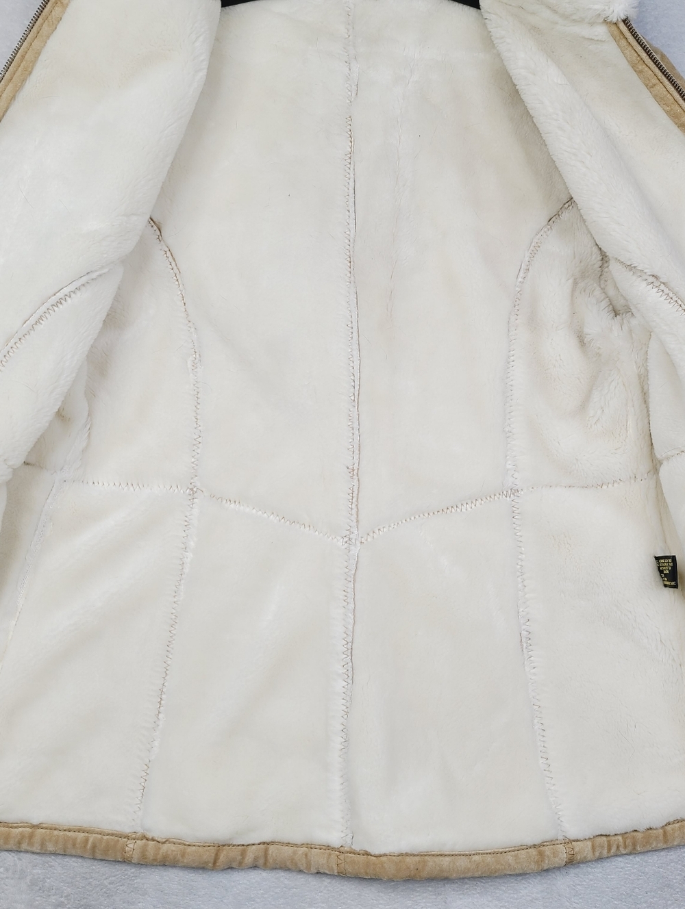 Vintage Fabio Penny Lane Suede Leather Coat Jacket Womens Large Tan Beige Lined - Picture 8 of 16